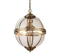 Searchlight Lighting Searchlight Coronet 3 Light Glass Ceiling Pendant In Antique Brass Finish