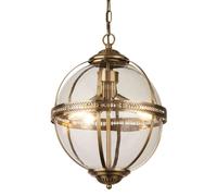 Searchlight Lighting Searchlight Coronet 3 Light Glass Ceiling Pendant In Antique Brass Finish