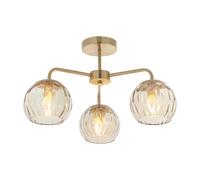 Ceiling Light Brass Dimple 3 Satin Brushed Brass/Gold Endon 91968