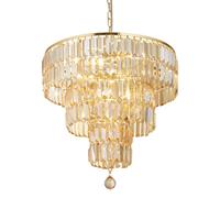 Searchlight Empire pendant light, brass, 5-bulb, crystal glass