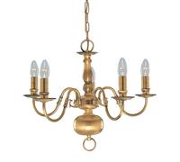 Lighting Collection Versaille 5Lt Pendant - Solid Brass Metal One Size Gold