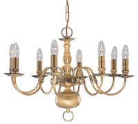 Searchlight Lighting Flemish 8 Light Chandelier Antique Brass Finish, E14