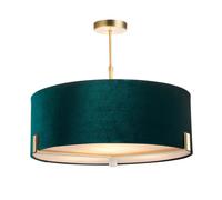 Ceiling Light Brass Hayfield 3 Green Velvet Endon 95839