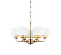 Ceiling Light Brass Highclere 6 Antique Vintage White Shades Endon 98936