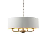 Endon 98938 Highclere 8lt Pendant Antique brass plate & vintage white fabric 8 x 40W E14 candle (Required)