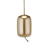 Searchlight 75132-1AM Lisbon LED Light, satin brass, amber glass, 180mm