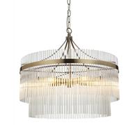 Endon Pendant Marietta 99166, 5-Light Antique Brass Plate & Clear Glass, 5x7W LED E14