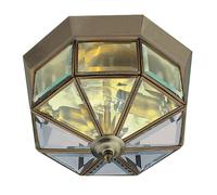 Searchlight Lighting 8235AB 2 Light Flush Ceiling Fitting with Antique Brass Finish and Clear Glass Panels