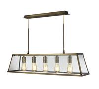 5 Lights Antique Brass Finish Pendant Bar Ceiling Fitting Light with Clear Glass