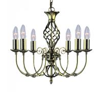 Searchlight Lighting 8396-6 Zanzibar 6 Light Multi-Arm Ceiling Fitting in Antique Brass Finish