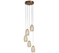 Searchlight Lighting Searchlight Cyclone LED Champagne Glass 5 Light Cluster Ceiling Pendant In Bronze Finish