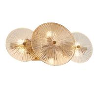 Searchlight Wagon Wheel 6 Light Semi-Flush Wall Light - Bronze with Amber Glass