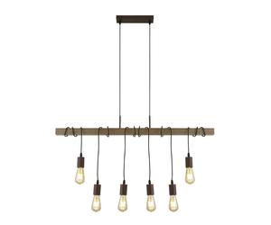Ceiling Light Brown Barn 6 Natural Wood & Black Searchlight 4876-6BR