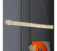 Ceiling Light Chandeliers for Entryway Dimmable Led Crystal Hallway Light Modern Linear Light Dining Room Over Table Silver Crystal Ceiling Long Strip Hanging Lamp Not Easy to De