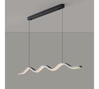Ceiling Light Chaner Modern Simple Electroplated Pearl Black Kitchen Island Wavy Linear 48-watt Hanging Lamp Above The Dining Table in Living Room Bar with Adjustab