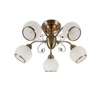 Ceiling Light 'Corentin' dimmable (Antique, Vintage) in Bronze Made of Glass for e.g. Living Room & Dining Room (5 Light Sources, E14) from Lindby | Ceiling lamp, lamp