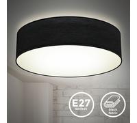 B.k.licht Bulb Socket E27 Black Fabric Shade Ceiling Lamp (Dia)38Cm