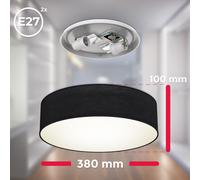Ceiling Light Fabric Shade Flush Lamp 2 Light Living Room Bedroom Hallway 38 cm