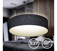 B.K.Licht - Ceiling Light with Fabric Light Shade and Star Effect, 2 x E27, max. 40W Bulbs, Living Room, Bedroom Ceiling Lights, Children's Room, Starry Sky Lamp Shade, Soft Light, 38x10 cm, Black