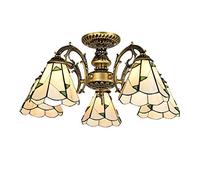 Ceiling Light Farmhouse Chandelier Rose Flower Stained Glass Pendant Lighting 5 Lights Fixture Decorate Dinner Room Living Room Bedroom,White,6 Lights