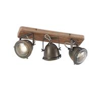 Ceiling Light 'Farovi' dimmable (Industrial Design) in Black Made of Wood for e.g. Living Room & Dining Room (3 Light Sources, GU10) from Lindby | floodlight, Spotlight