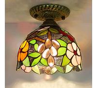 Ceiling Light Fixture,Tify Stained Glass Semi Flush Mount Ceiling Lamp,Victorian Metal Base s for Bedroom Kitchen Dining Living Room Hallway,13 Made in China