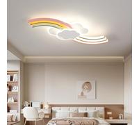 Ceiling light for children's rooms, 62 cm, children's room ceiling lamp with remote control, creative cloud lamp, rainbow LED ceiling light, 3000K-6000K dimmable, timer & night light for baby's room