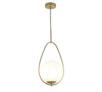 Gold Finish Frame Ceiling Fitting Pendant Light With Opal White Glass Ball Shade