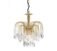 Searchlight Lighting 5173-3 Waterfall 3 Light Crystal Ceiling Fitting with Gold Finish