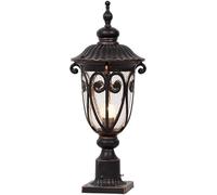 Ceiling Light, Industrial Retro Column Light Outdoor Garden Post Lantern Outside The Villa Lighting Fixture Lamp Patio Die-Cast Ae27 Base Water-Proof Black Bubble Glass Deck St(14.5x18x45cm) (14.5x28