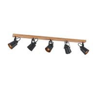 Ceiling Light 'Kimban' dimmable (Modern) in Brown Made of Wood for e.g. Living Room & Dining Room (5 Light Sources, E14) from Lindby | floodlight, Spotlight