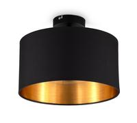 B.k.licht Bulb Socket E27 Black Gold Fabric Shade Ceiling Lamp (Dia)30Cm