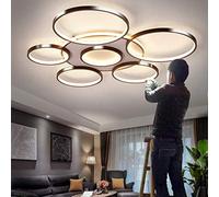 Ceiling Light LED Ceiling Lamp Modern Large Living Room Light Color Brightness Adjustable Remote Control Kitchen Lamp Acrylic Metal Frame Pendant Light Dining Room Office Bedroom,7 Heads