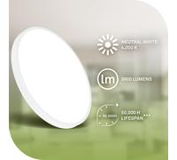 BRILONER - Ceiling Light with EEC A Light Source, 17.1W at 3900lm, Neutral White, Kitchen Lights Ceiling, Living Room, Office Lights, 38x6 cm, White