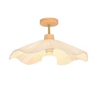 Ceiling Light Mid Century Hallway with Pleated Fabric Shade, Leaf Lotus Bathroom Kitchen Bedroom Entry