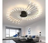 Ceiling Light, Modern Flower Shape Ceiling Light for Dining Room, Kitchen, Hallway, Flush-Mounted Metal Acrylic Sputnik Fireworks LED Light for Bedroom, Hallway, Living Room (Black, 42)