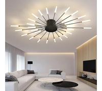 Ceiling Light, Modern Flower Shape Ceiling Light for Dining Room, Kitchen, Hallway, Flush-Mounted Metal Acrylic Sputnik Fireworks LED Light for Bedroom, Hallway, Living Room (Black, 28)
