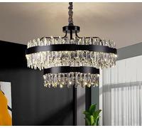 Ceiling Light, Modern Hanging Lamp for Living Room Crystal Chandelier Luxury Over The Dining Table Kitchen Island Pendant Light(D80CM 2tier,Neutral Light)