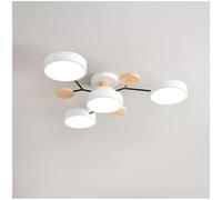 Ceiling Light, Modern Semi Flush Mount Ceiling Light,Nordic Wood Ceiling Light with Acrylic LED Shade,Acrylic, for Bedroom, Living Room, Kitchen（Requires Assembly） (WHITE-3 color light,4 HEADS)