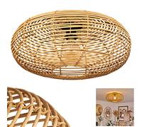Ceiling Light Mulstrand, Round Ceiling lamp Made of Bamboo/Metal in Natural/Black, Light in Boho Design with Great Light Effect Due to Lattice Optics, 1-Flame, 1 x E27, Ø 50 cm, Without Bulbs