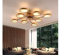 Ceiling Light Nordic Led Wood Ceiling Lamp Simple Modern Large Living Room Chandelier Dining Room Lamp Creative Office Bedroom with Remote Control Decoration Kitchen Round Ceiling Lighting,8 head