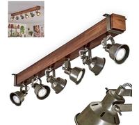 Ceiling Light Pehefito, Modern Ceiling Light Made of Metal/Wood in Black/Brown/Green-Grey, Ceiling Light in Industrial Design with Adjustable Shades, 6-Light, 6 x GU10 Without Bulbs