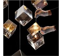 Ceiling Light Retro Glass Lamp Modern Crystal Cube Luxury Decoration Living Room Restaurant Hotel Villa Staircase Lamps Home Decor Lamp, Cube Cold
