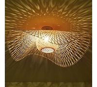 Ceiling Light Retro Living Room Decoration Natural Bamboo And Rattan Ceiling Lamp E27 Hand-Woven Ceiling Lighting for Dining Room Bedroom Lamp Cafe Pendant Light Kitchen Corridor Ceiling Lights,65CM