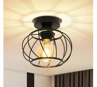 Ceiling Light Semi Flush Mount Ceiling Light Metal Cage E27 Black