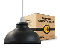 Ceiling Light Shade, Vintage Metal 29cm Curvy Shaped Lamp Shades Easy fit Ceiling Pendant Lightshade for Living Rooms bedrooms Living Room Kitchen Dining Room Cafe Restaurant (Black Inner White)