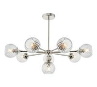 Endon 104051 Allegra 8lt Pendant Bright nickel plate & clear spiral glass 8 x 7W LED E14 (Required)
