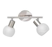 Ceiling Light Silver Antibes 2 Spot Bar Matt Nickel Alabaster White Glass Trio