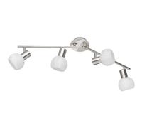 Ceiling Light Silver Antibes 4 Spot Bar Matt Nickel Alabaster White Glass Trio