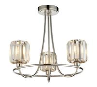 Endon 104107 Berenice 3lt Semi flush Bright nickel plate & clear glass 3 x 6W LED E14 (Required)